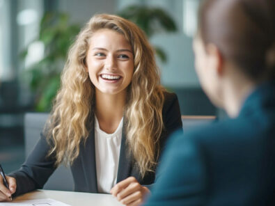 junge Frau beim Bewerbungsgespräch